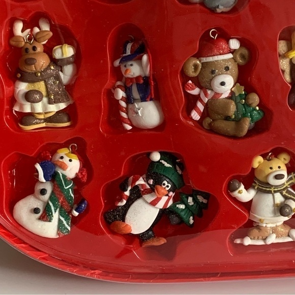 Vintage Mini Christmas Tree Ornaments Snowman Reindeer Penguin Santa Kmart 24PC - Picture 7 of 12